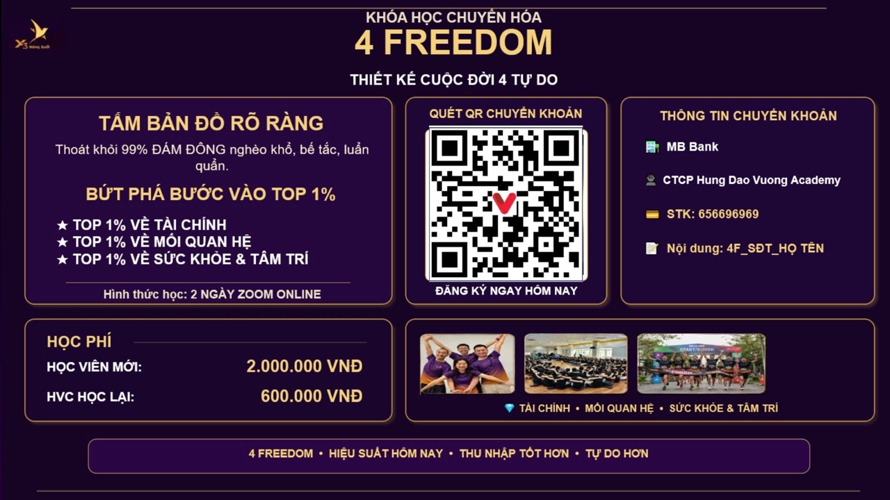 Bìa Khóa học chuyển hóa 4 Freedom — Thiết kế cuộc đời 4 tự do