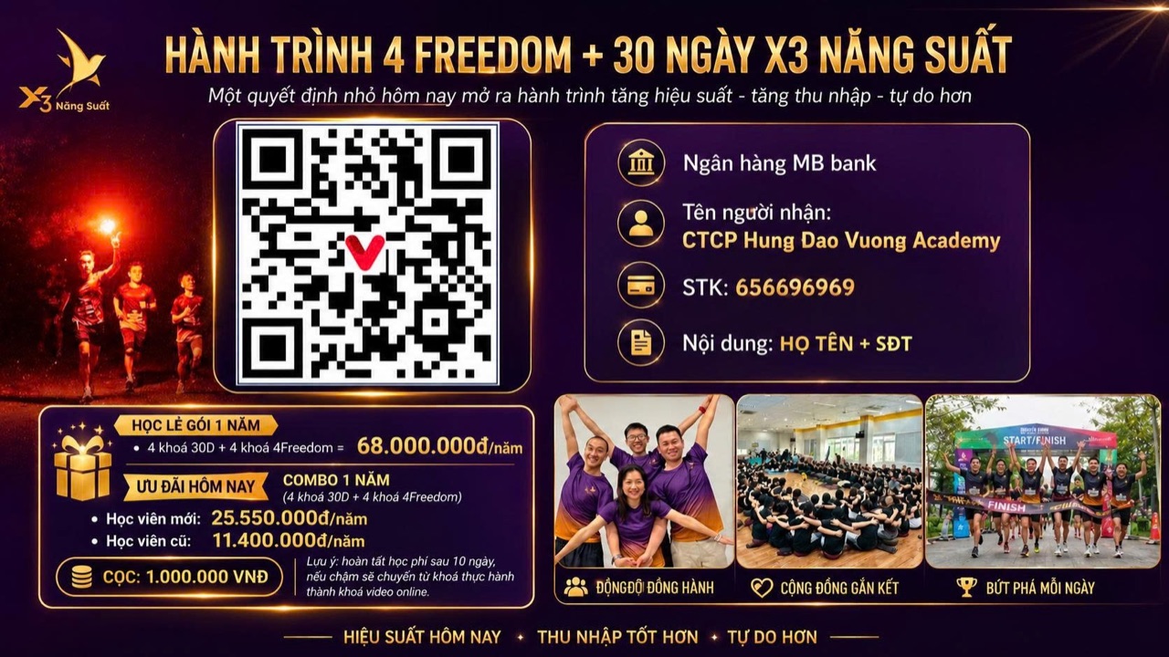 Bìa Hành trình 1 năm: 4 Freedom + 30 Ngày X3 Năng Suất